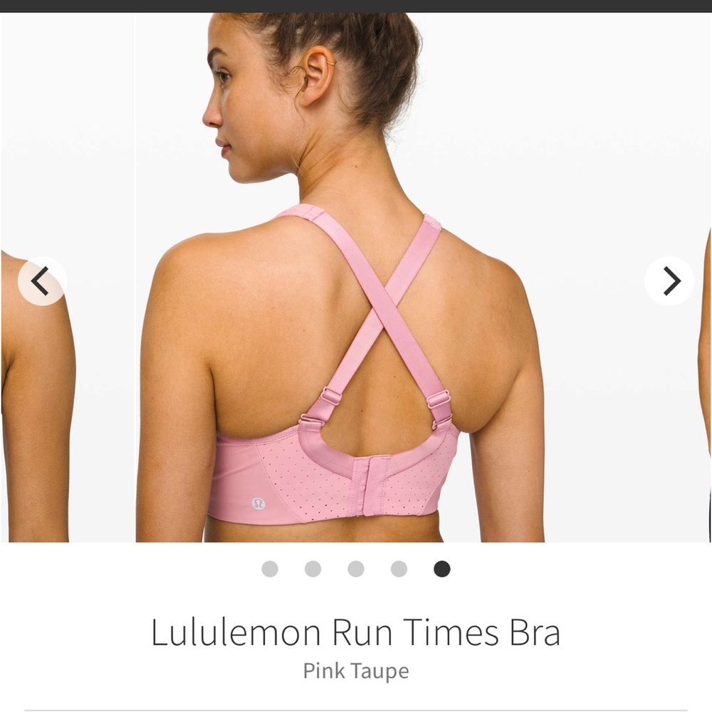 Lululemon Athletica Pink Taupe Run Times Sports Bra Like New Size 34 E - Picture 2 of 6
